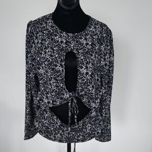Floral Black and White Blouse